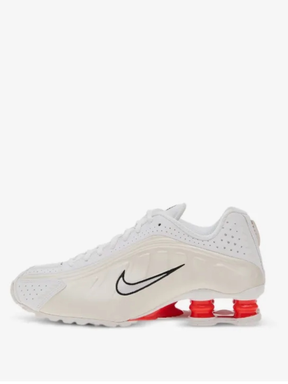 Nike Women’s White Athletic Shoes with Black Swoosh and Red Shox